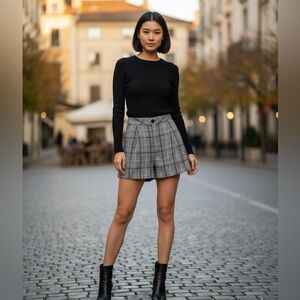 KC Studio High Waisted Check Plaid Shorts Size XS